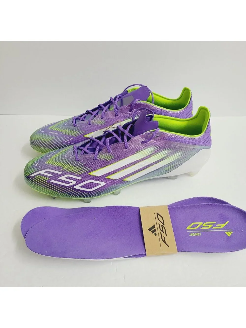 NEW Adidas F50 Elite SG Soccer Cleats INSOLES JH7615 Size 12 Purple